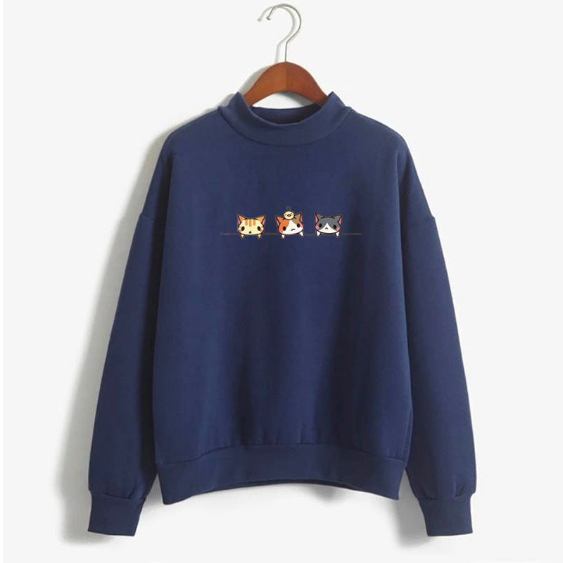 Long Sleeve Cartoon Three Kittens Sweatshirt