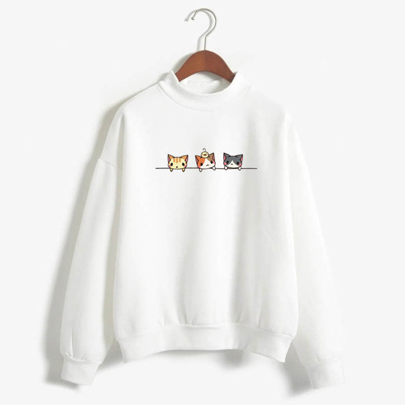 Long Sleeve Cartoon Three Kittens Sweatshirt