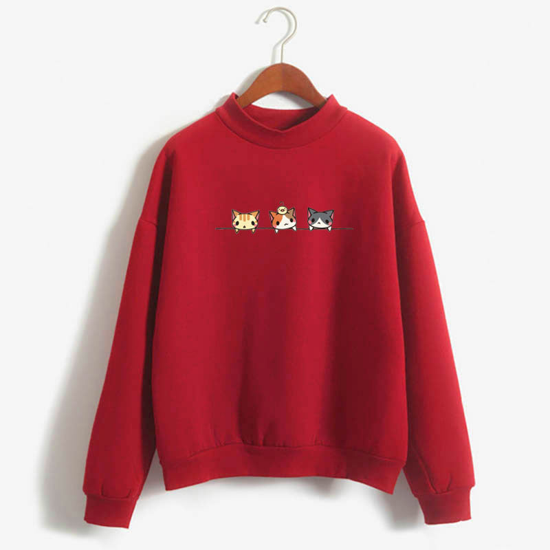 Long Sleeve Cartoon Three Kittens Sweatshirt