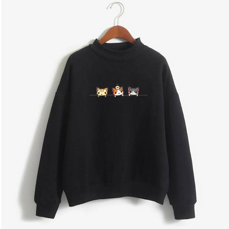 Kitten Print Long Sleeve Sweatshirt
