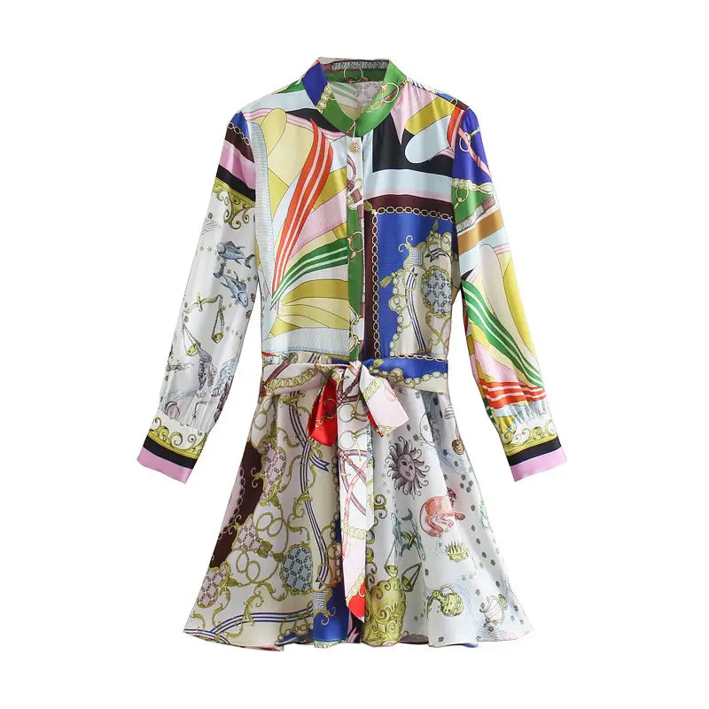 Ladies’ Long Sleeve Printed Mini Dress