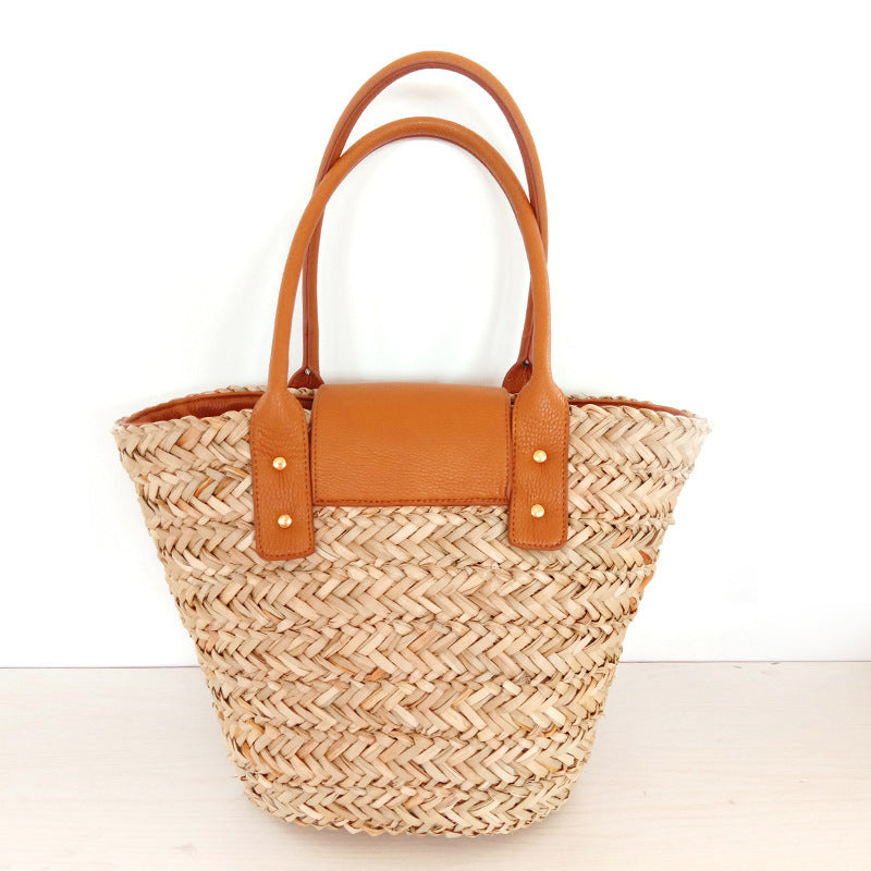 Handwoven Straw Beach Bag – Tassel Bucket Handbag