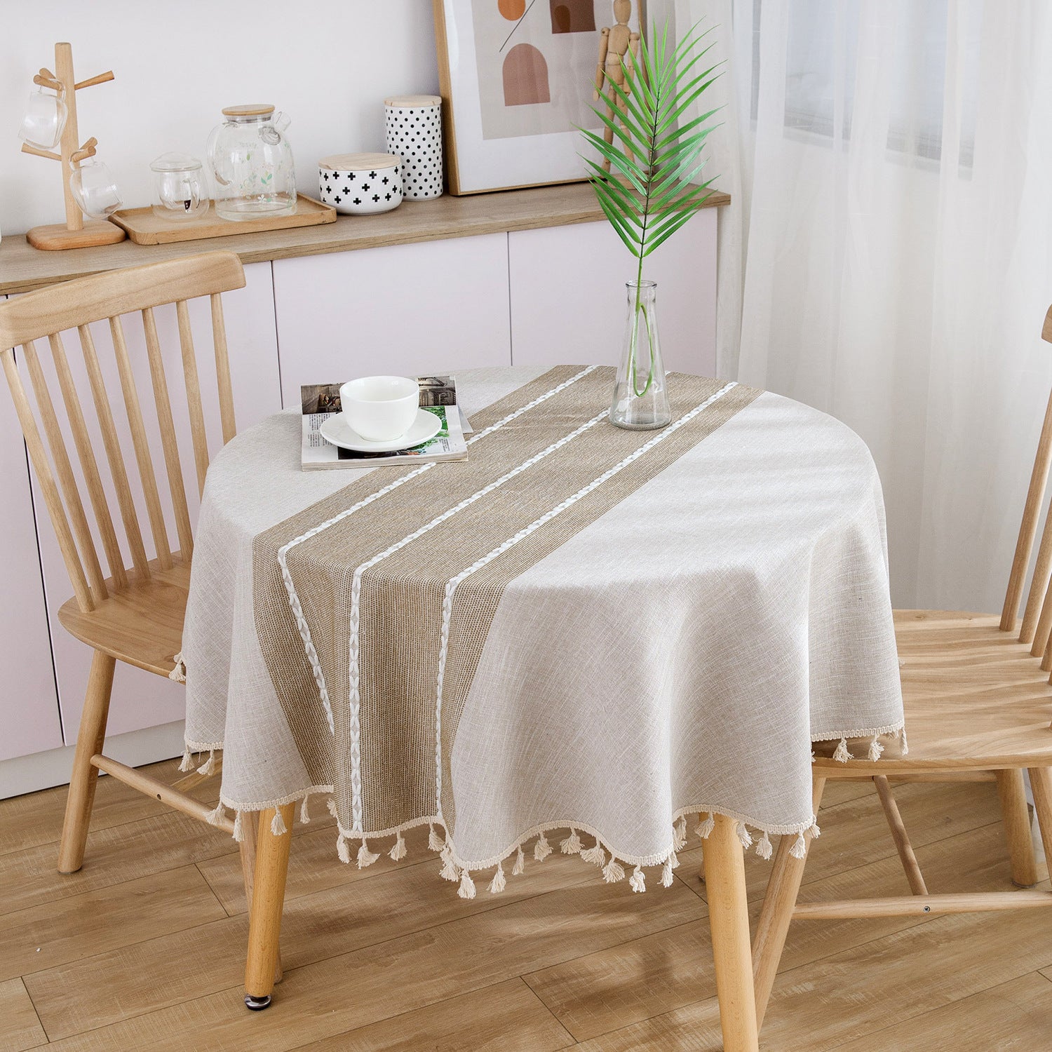 Japanese Style Cotton And Linen Round Tablecloth