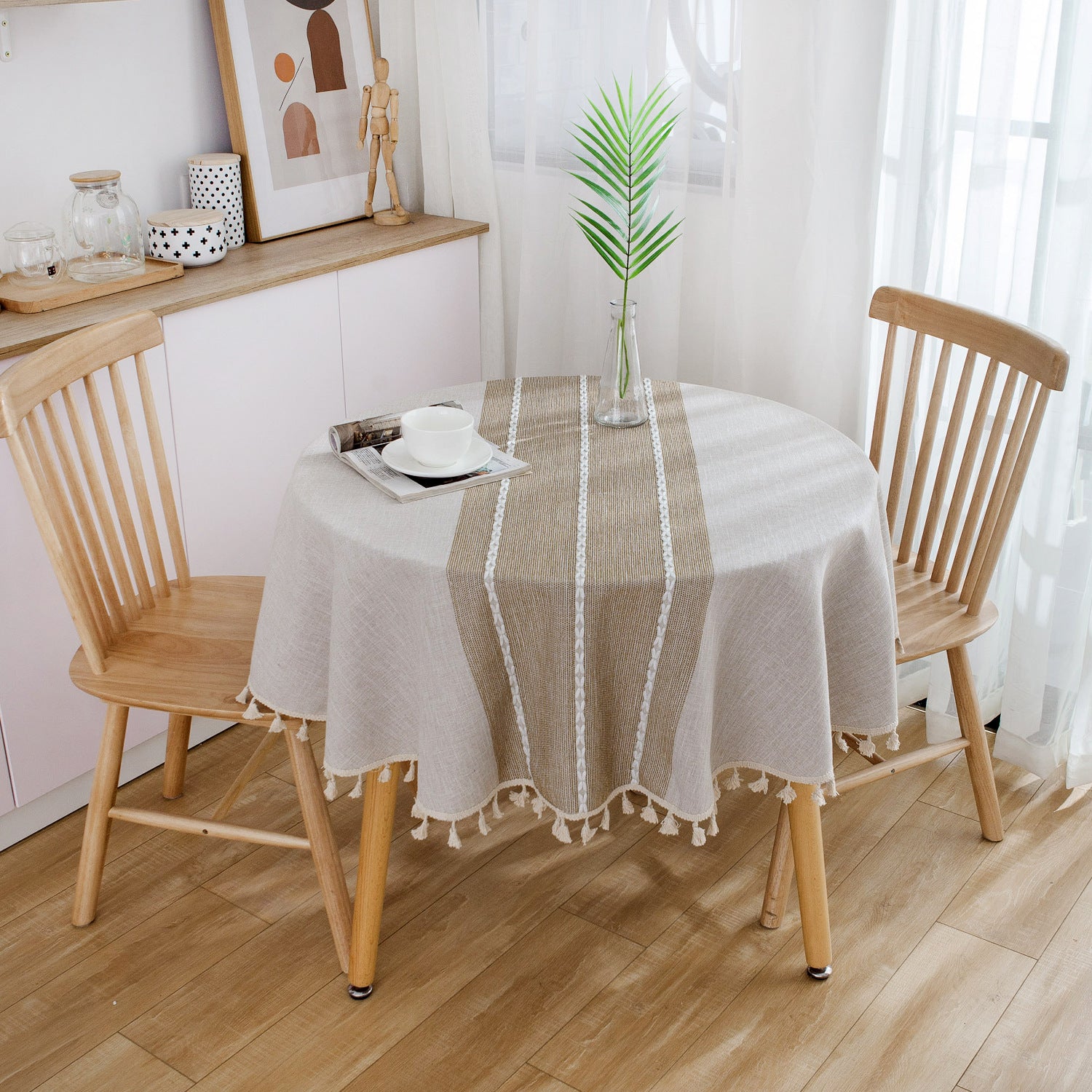 Japanese Style Cotton And Linen Round Tablecloth
