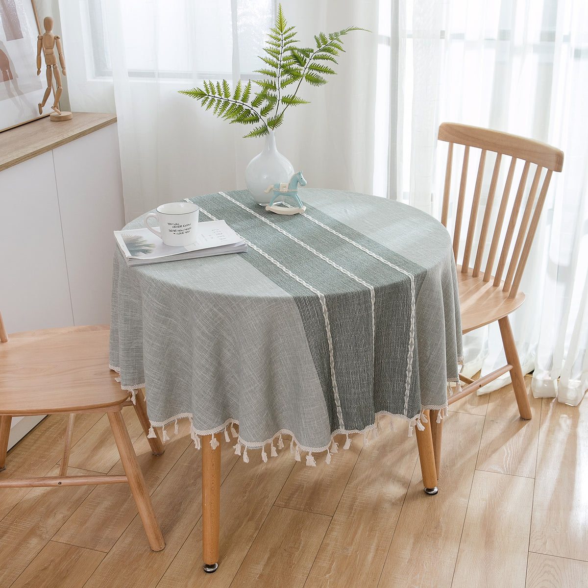 Japanese Style Cotton And Linen Round Tablecloth