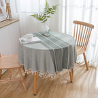 Japanese Style Cotton And Linen Round Tablecloth
