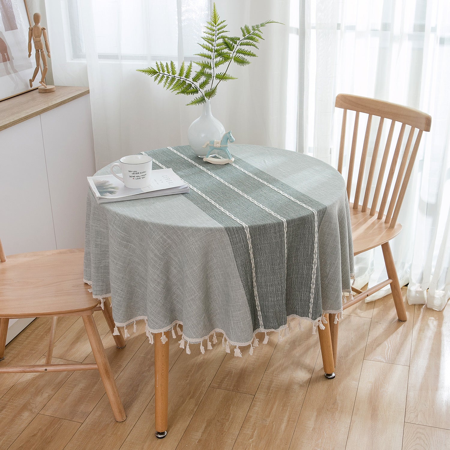 Japanese Style Cotton And Linen Round Tablecloth