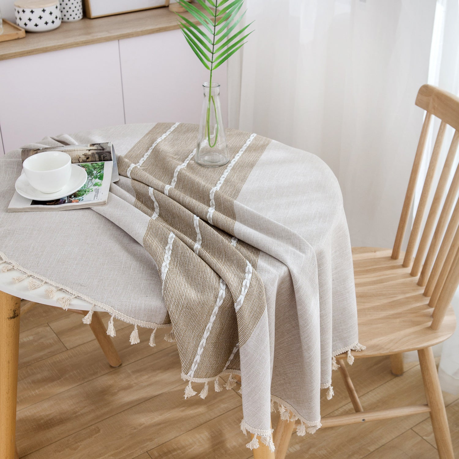 Japanese Style Cotton And Linen Round Tablecloth