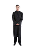 Muslim Men's Traditional Two-pieces Solid Colour Eid Prayer Suit
