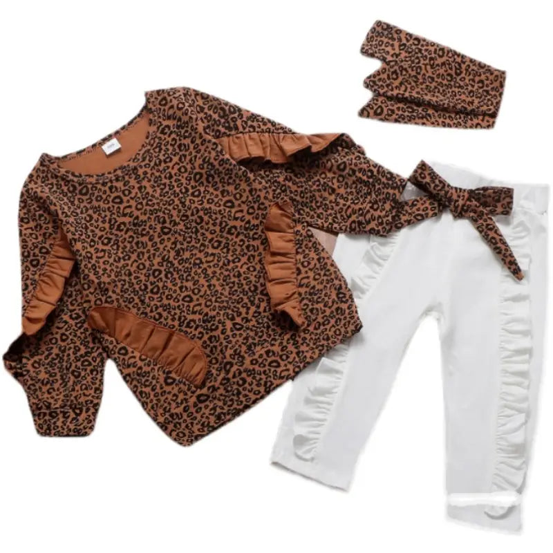 Girls’ 2-pieces Clothes Set Blouse Top with White Pants
