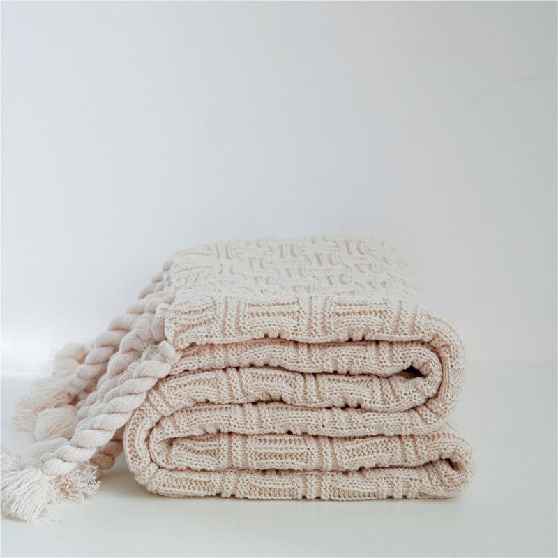 Woven Tassel Throw Blanket