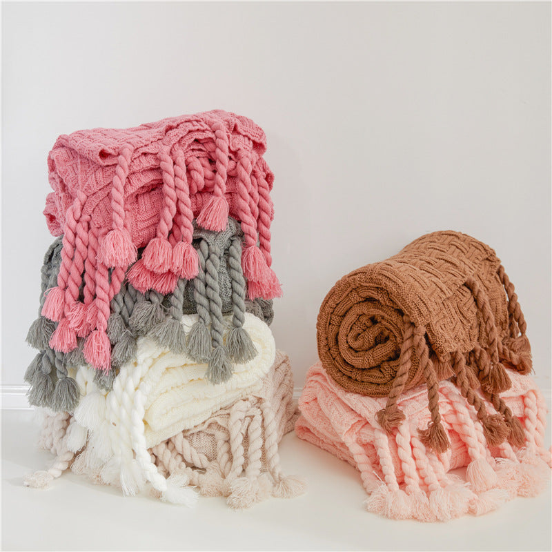Woven Tassel Throw Blanket