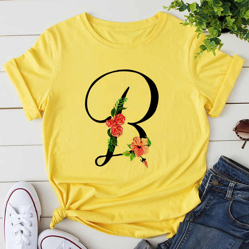 Damen-T-Shirt mit Buchstabendruck, Premium-T-Shirt, Geburtstagsgeschenk