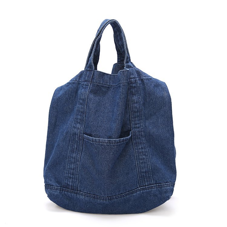 Large Canvas Denim Tote Bag | Spacious Shopping Shoulder Bag