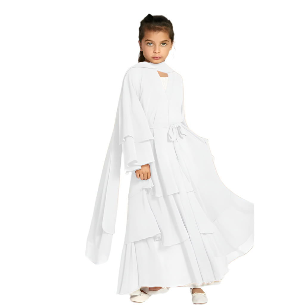 Children's Elegant Three-layer Chiffon Dress, Children's Hijab Dress