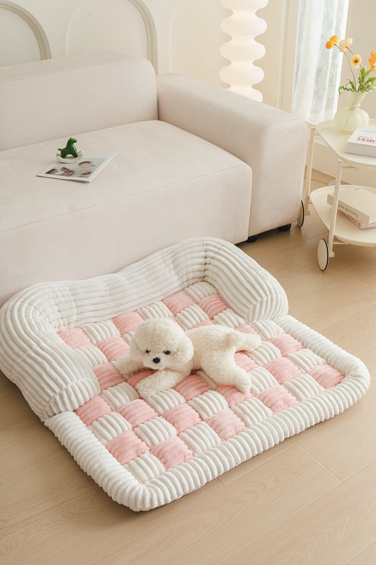 Chessboard Pet Blanket - Warm Reversible Kennel Pad & Sofa Cover