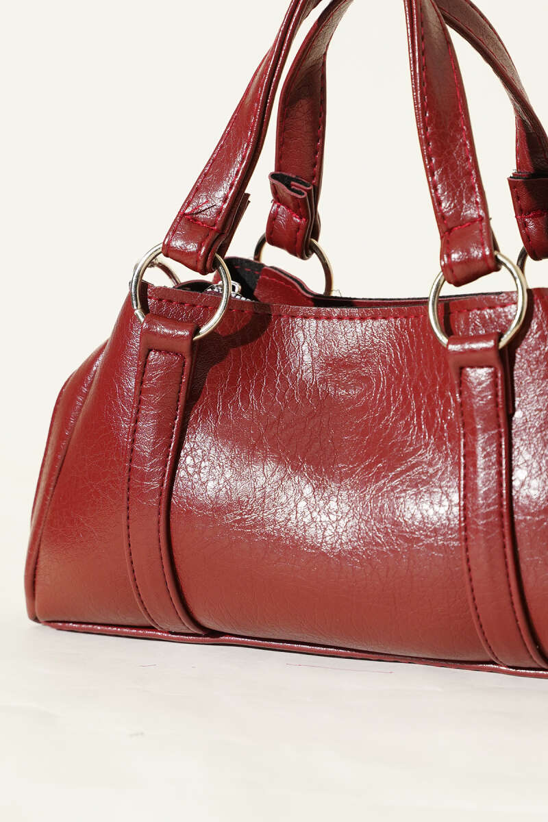 Burgundy Magnetic Zip Shoulder Bag