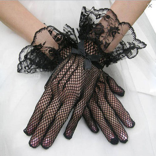1 Paar gestrickte Stretch-Mesh-Handschuhe, Hochzeitshandschuhe