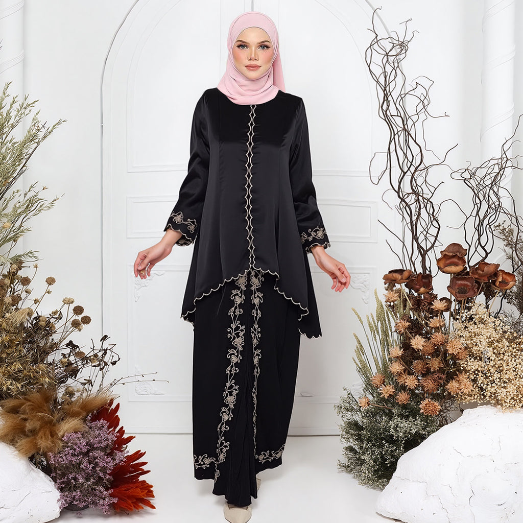 Embroidered Bell Sleeve Two-Piece Set | Modest Luxury Suit