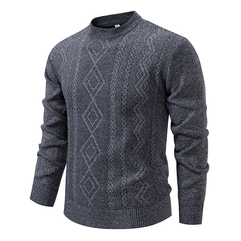 Men's Casual Round Neck Sweater, Warm Knitted Pullover Sweatshirt