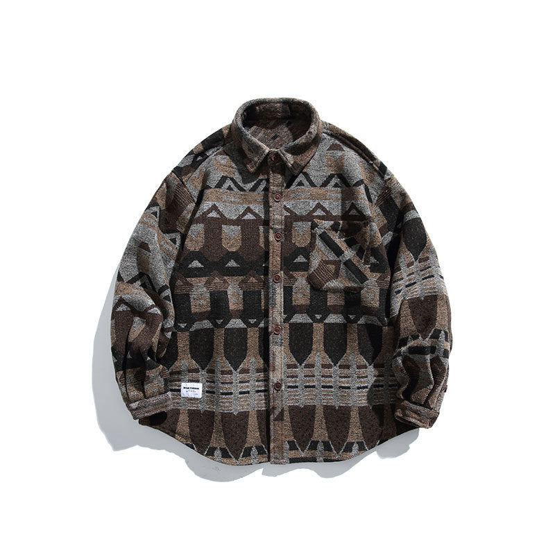 Japanese Retro Colour Block Shirt | Vintage Loose Fit Jacket