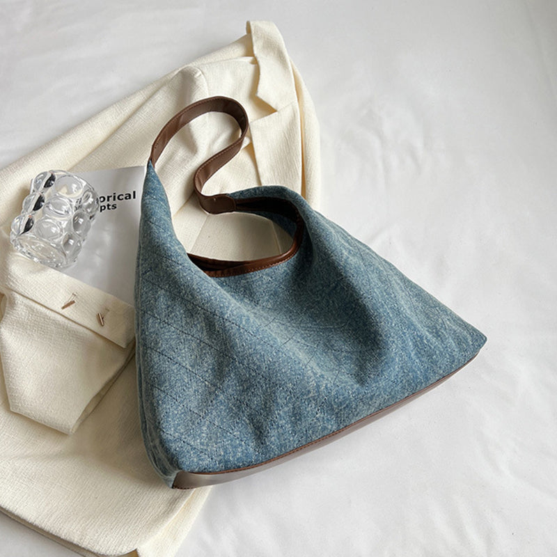 Denim Canvas Bucket Bag | Large Capacity Shoulder Tote