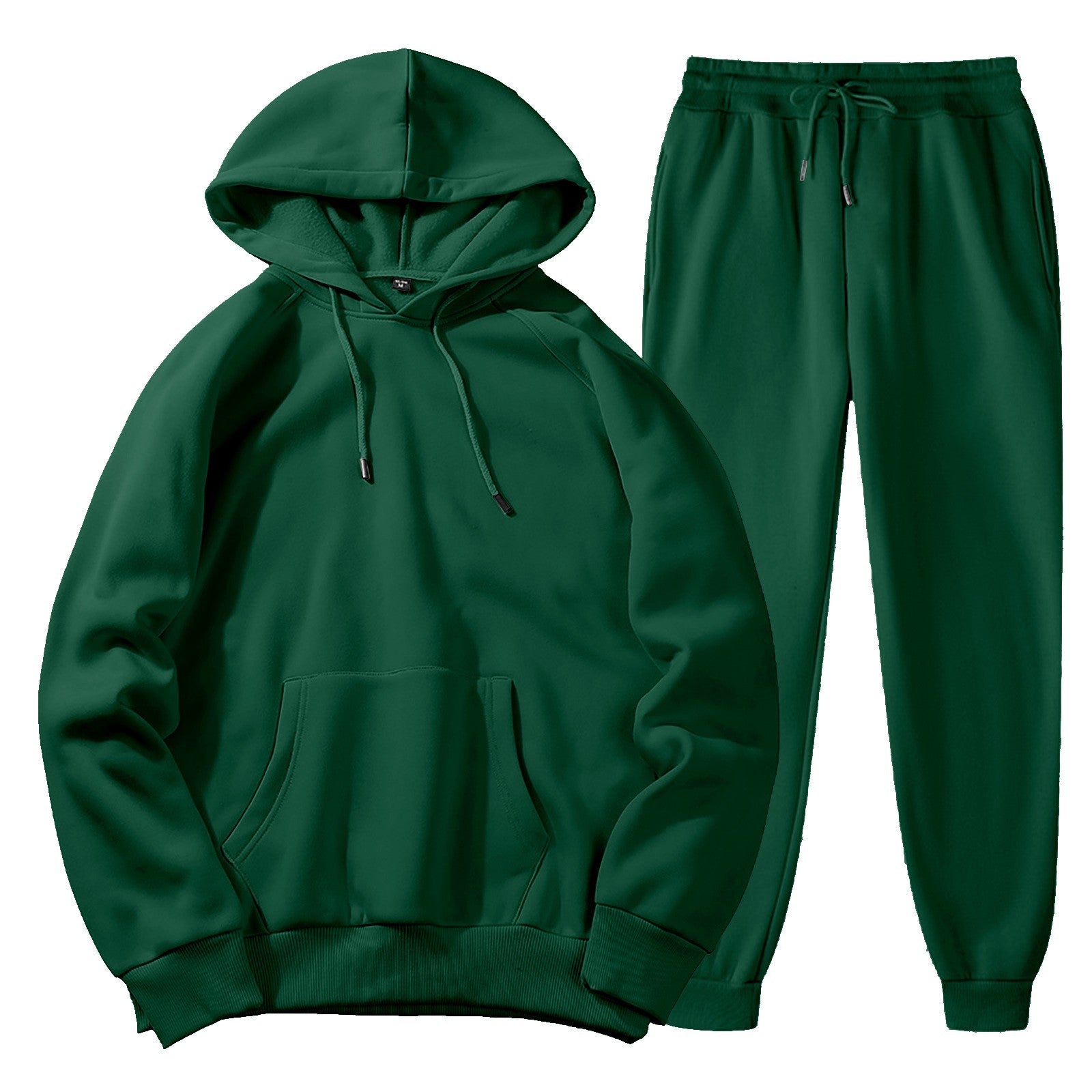 Men's Casual Solid Colour Sports Suit, Sports Hoodie and Trousers Set