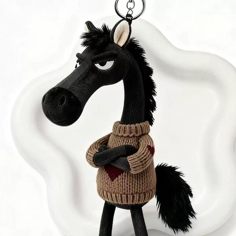 Dark Horse Charm Keychain | Cute Bag Accessory with Heart Sweater