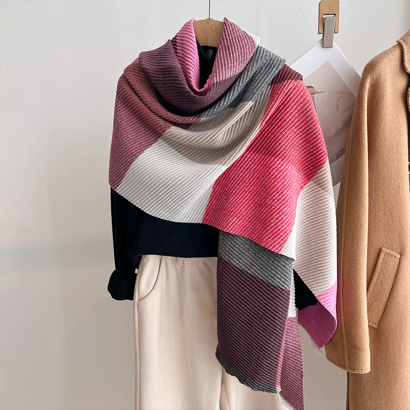 Women's Multicoloured Crinkled Cashmere All-Matching Shawl