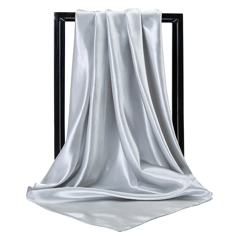 Ladies' Solid Colour Silk Satin Square Scarf, 90/90cm Headscarf, Flight Attendants' Neckerchiefs