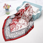 Classic Cashew-patterned Silk Satin Scarf, Printed Headscarf for Women, 90/90cm Square Scarf
