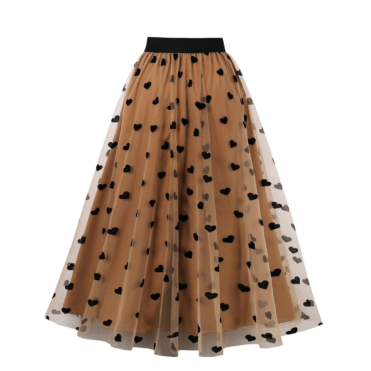 Polka Dot High-Waist Midi Skirt - Flared Silhouette