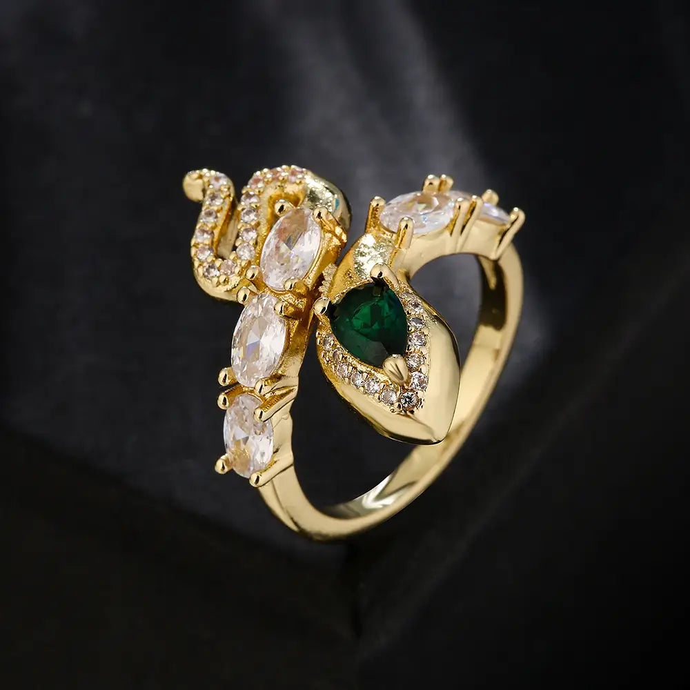 Trendy Snake Style Open-end Zircon Ring Women’s Fashion Ring