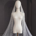 Pearl Embellished Cathedral Wedding Veil