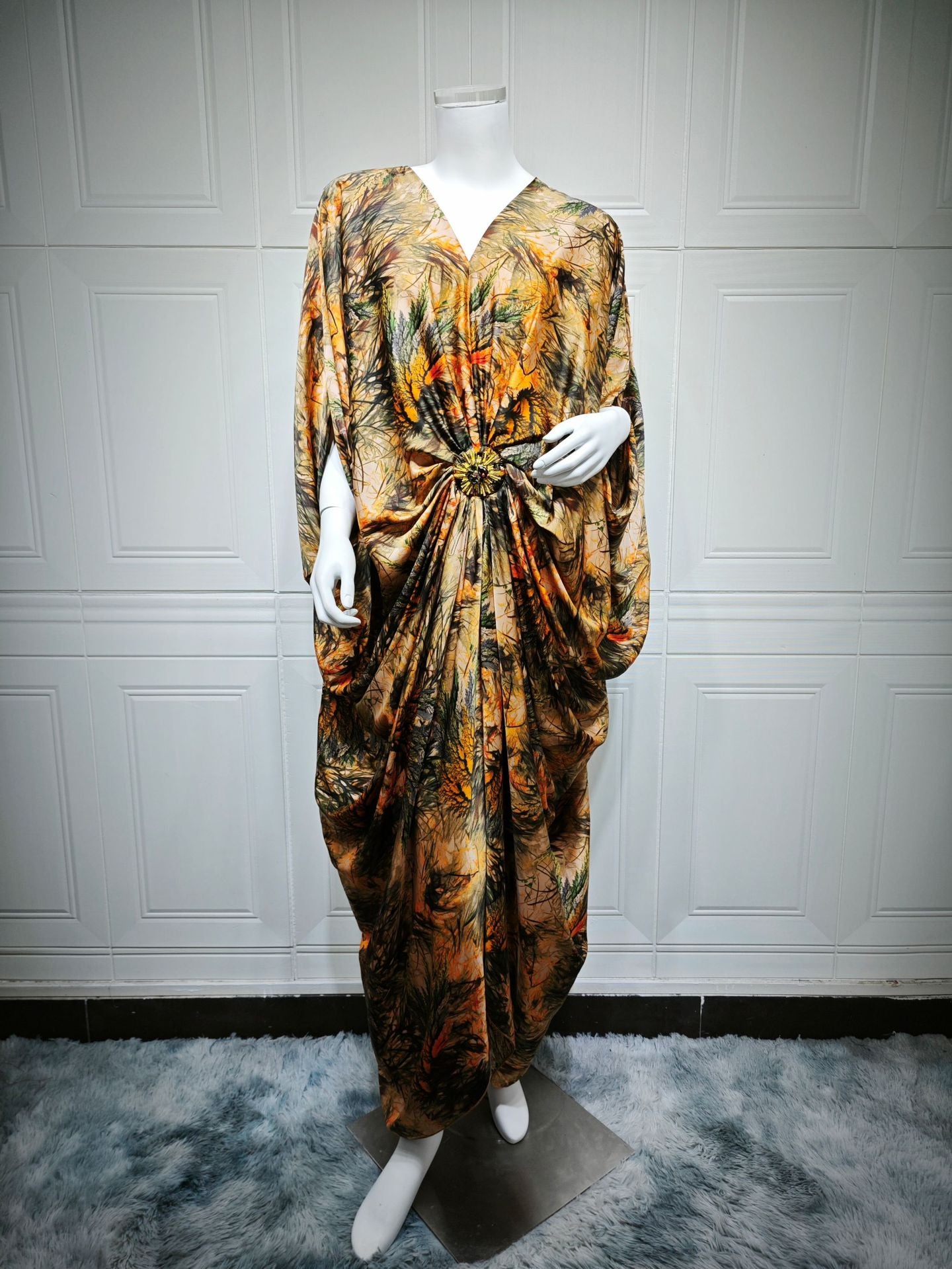 Printed Long Luxury Robe - Premium Modest Abaya Loungewear | neomodest