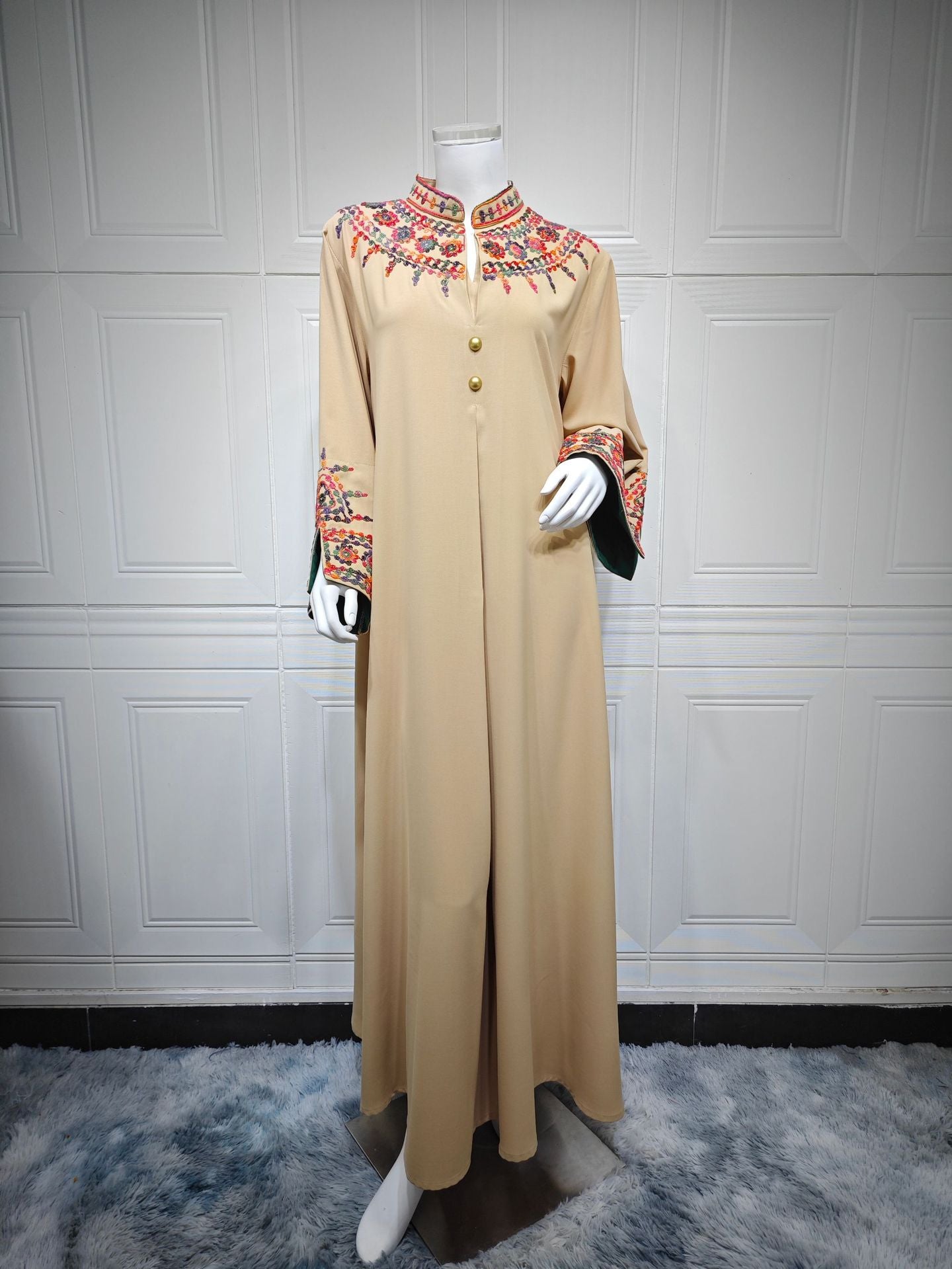 Women's Long Robe, Modest Embroidered Dress