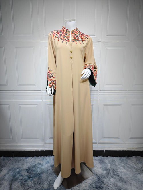 Women's Long Robe, Modest Embroidered Dress