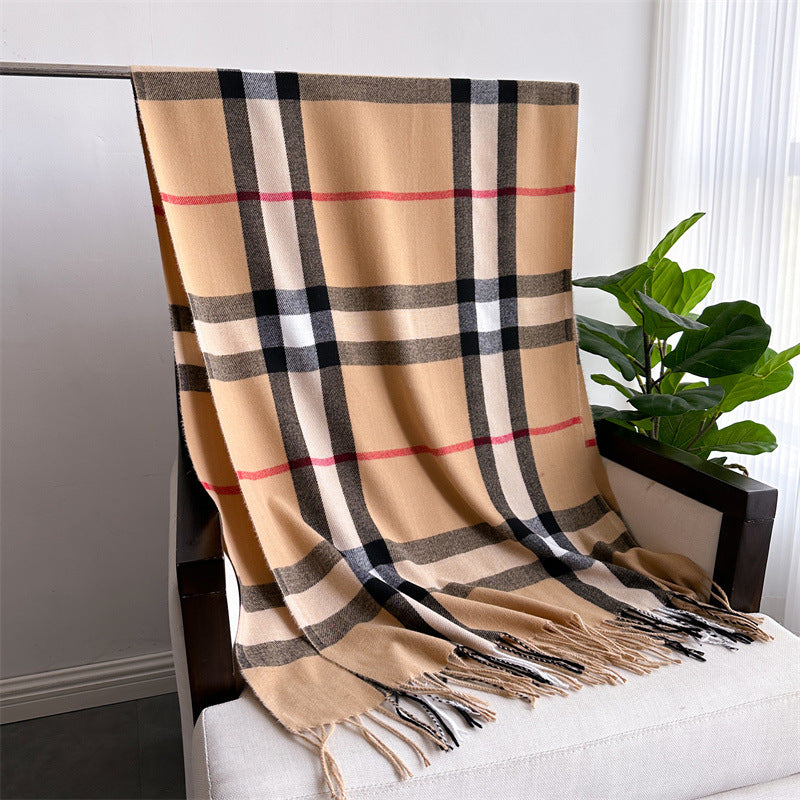 Cashmere-like Plaid Unisex Warm Shawl