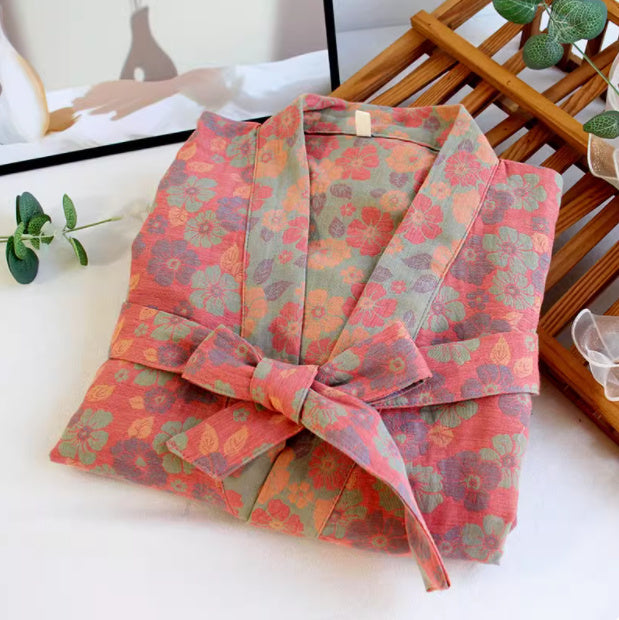 Retro Jacquard Bathrobe, Japanese Kimono Robe