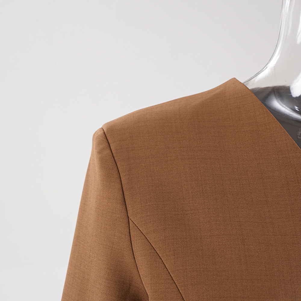 V-Neck Tailored Jacket & Trousers Set | Modest Luxury Suit