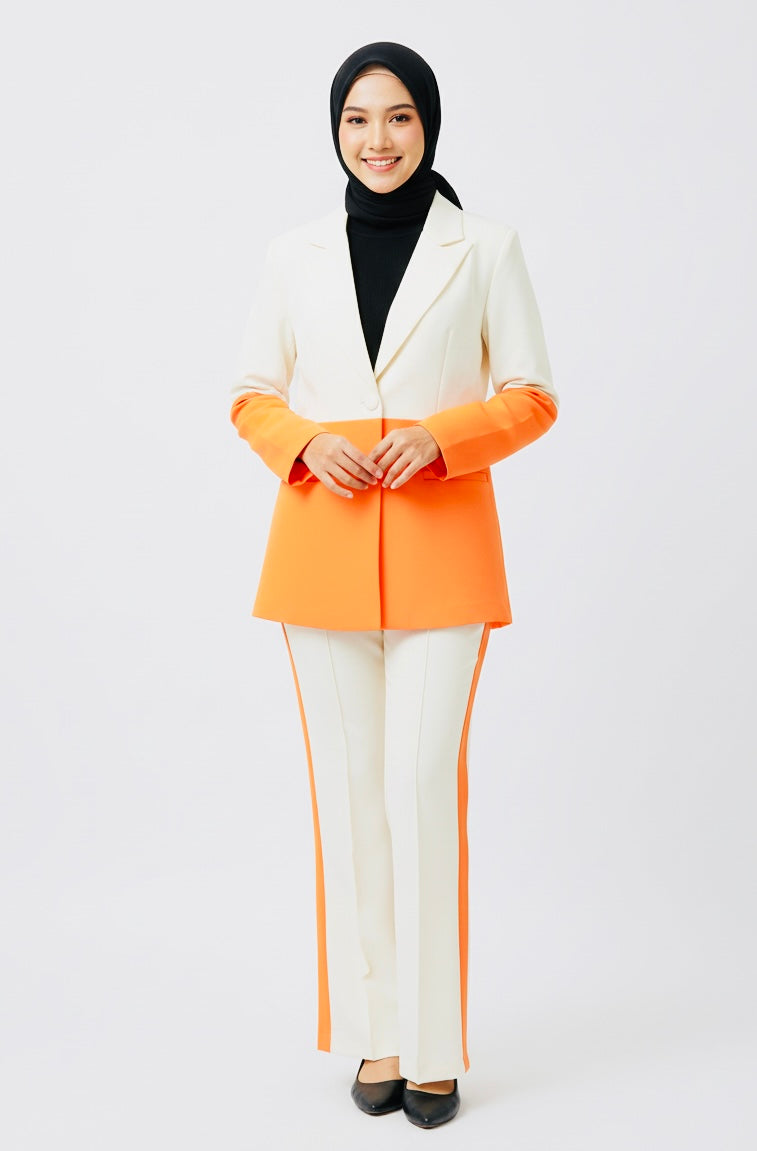 Professional One Button Suit & Flared Pants Set | Modest Two-pieces Suit