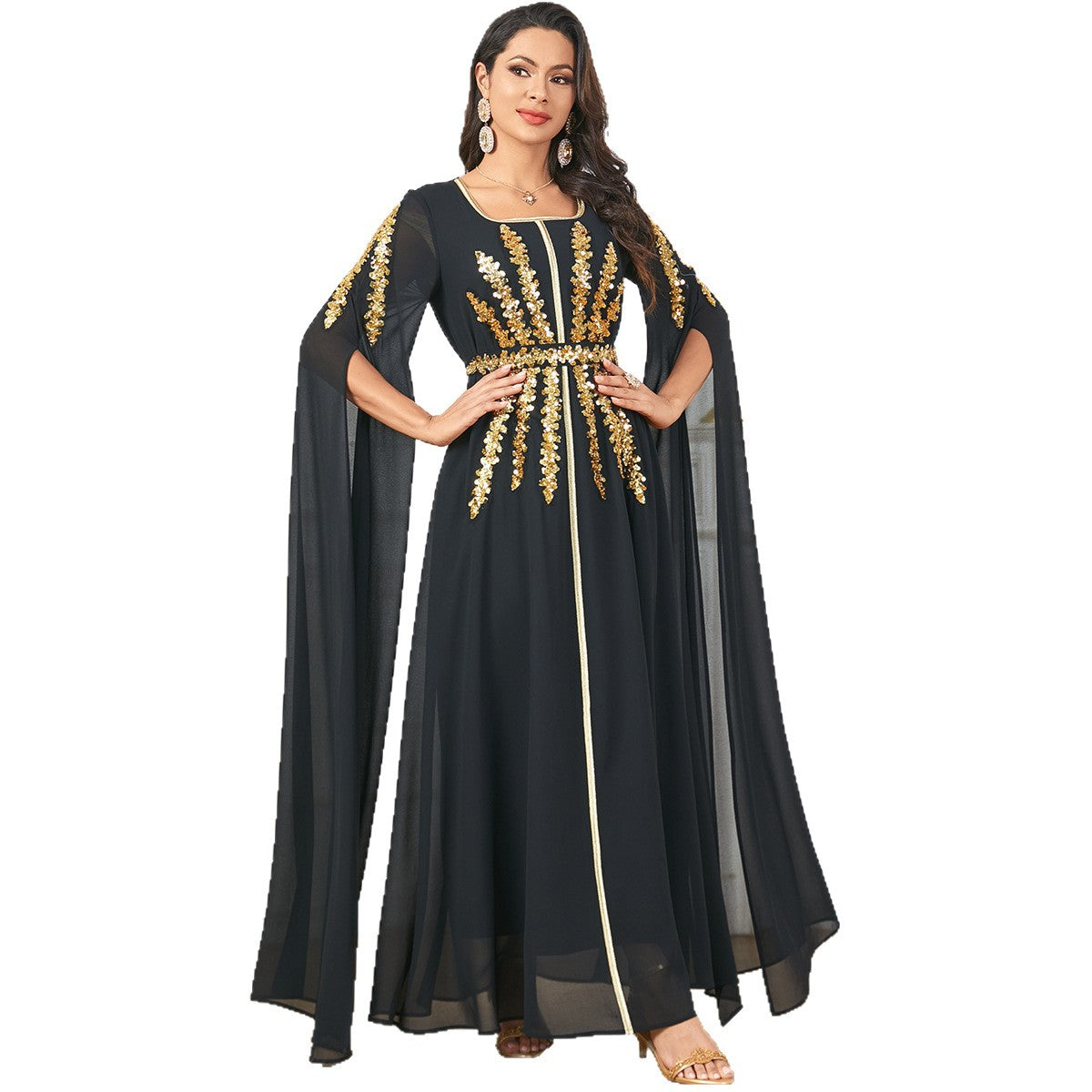 Elegant Chiffon Abaya with Split Sleeves