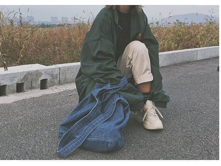 Large Canvas Denim Tote Bag | Spacious Shopping Shoulder Bag