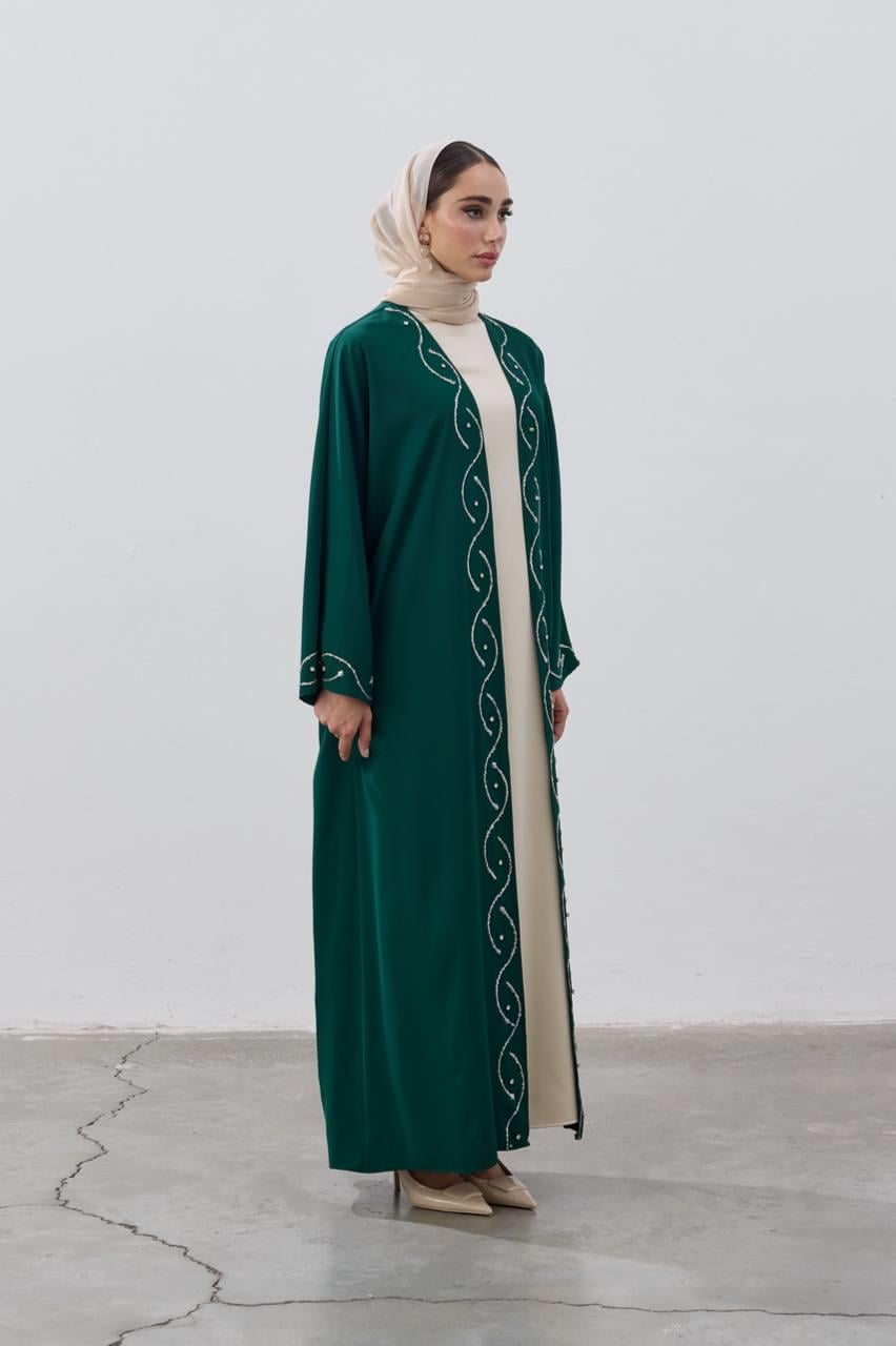 Stone Detailed Premium Abaya | Black, Navy & Emerald Green [Pre-Order]