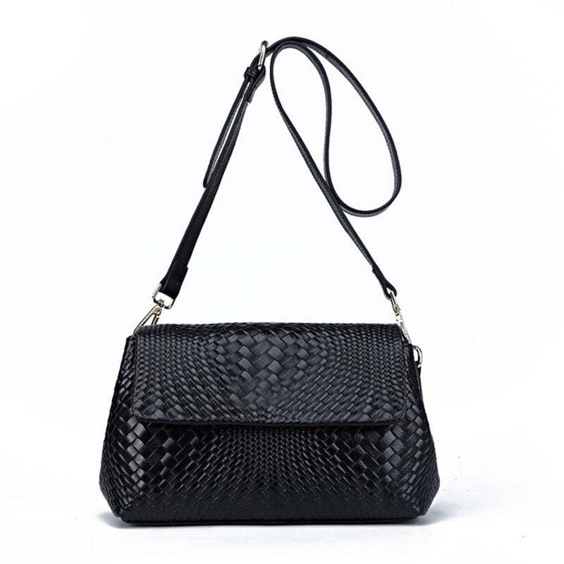 Women's Genuine Leather Woven Bag, Crossbody Small Bag, Messenger Bag