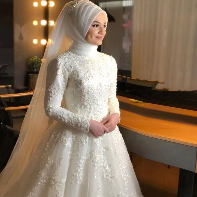 Long Sleeve White Modest Wedding Dress