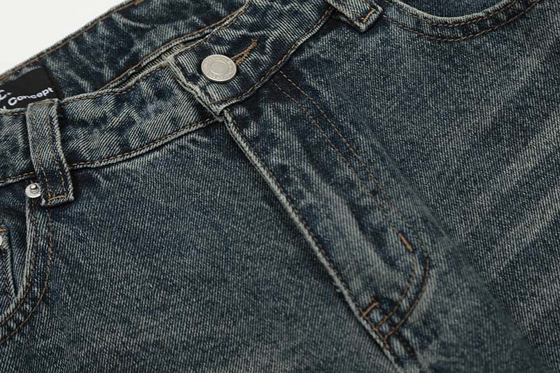 Deconstructed Wide-Leg Denim Jeans