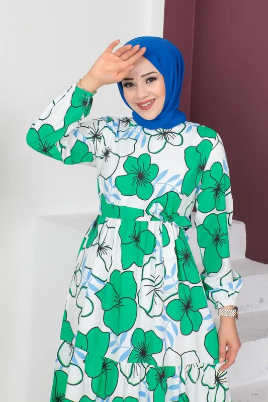 Luxury Floral Green Dress