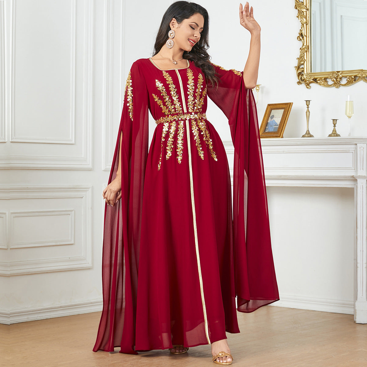 Elegant Chiffon Abaya with Split Sleeves