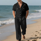 Men's Short Sleeve Shirt and Trousers, Beach Suit for Men